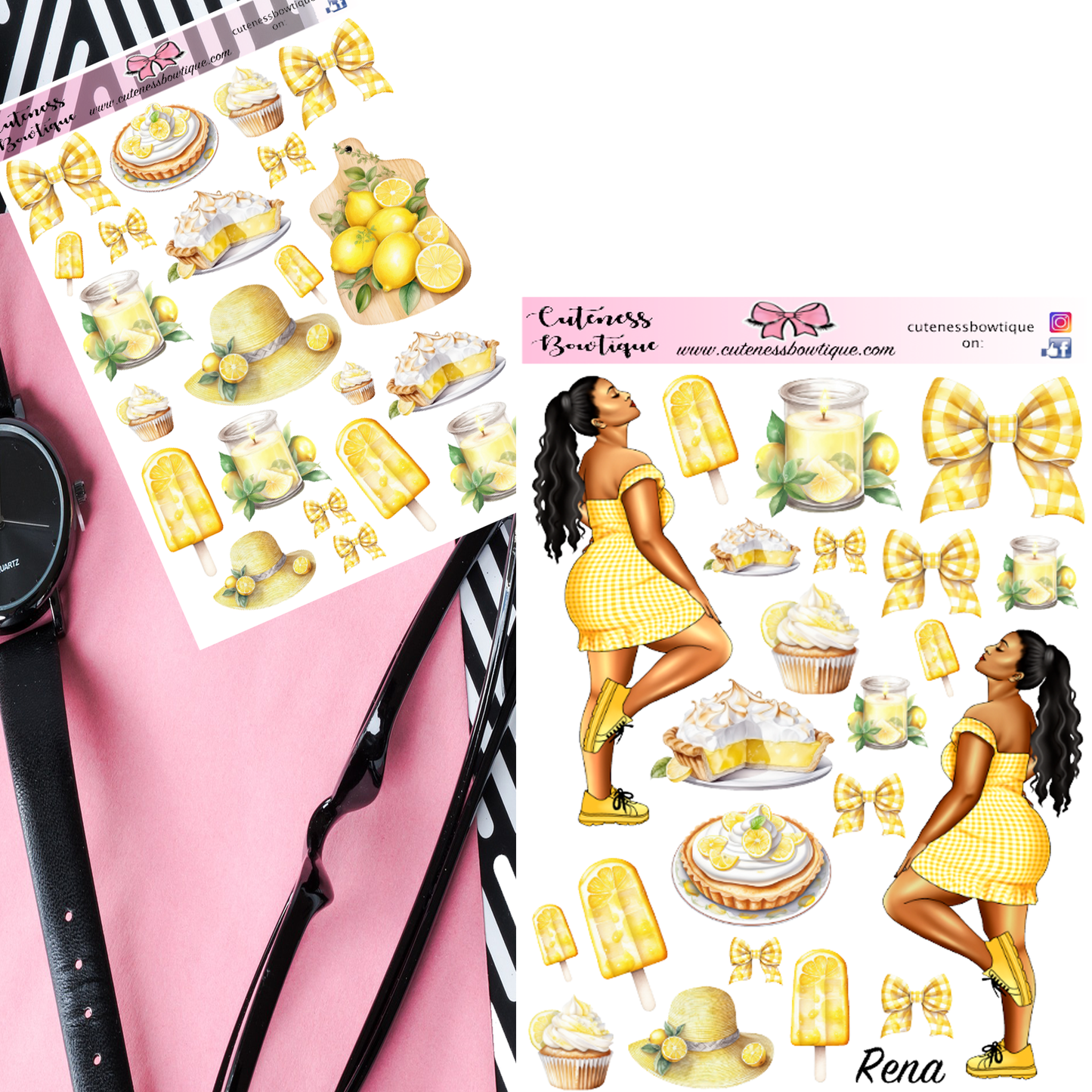 The  Cuteness KITS I Collection Sticker Sheet | Cuteness Planner Stickers for Agendas, Planners, Notebooks, Dividers | RENA JOURNALING KIT