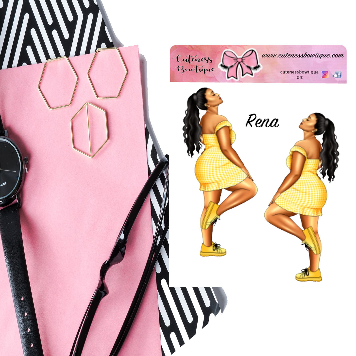 The Cuteness Doll Collection Sticker Sheet | Cuteness Planner Stickers for Agendas, Planners, Notebooks, Dividers | RENA DOLLS