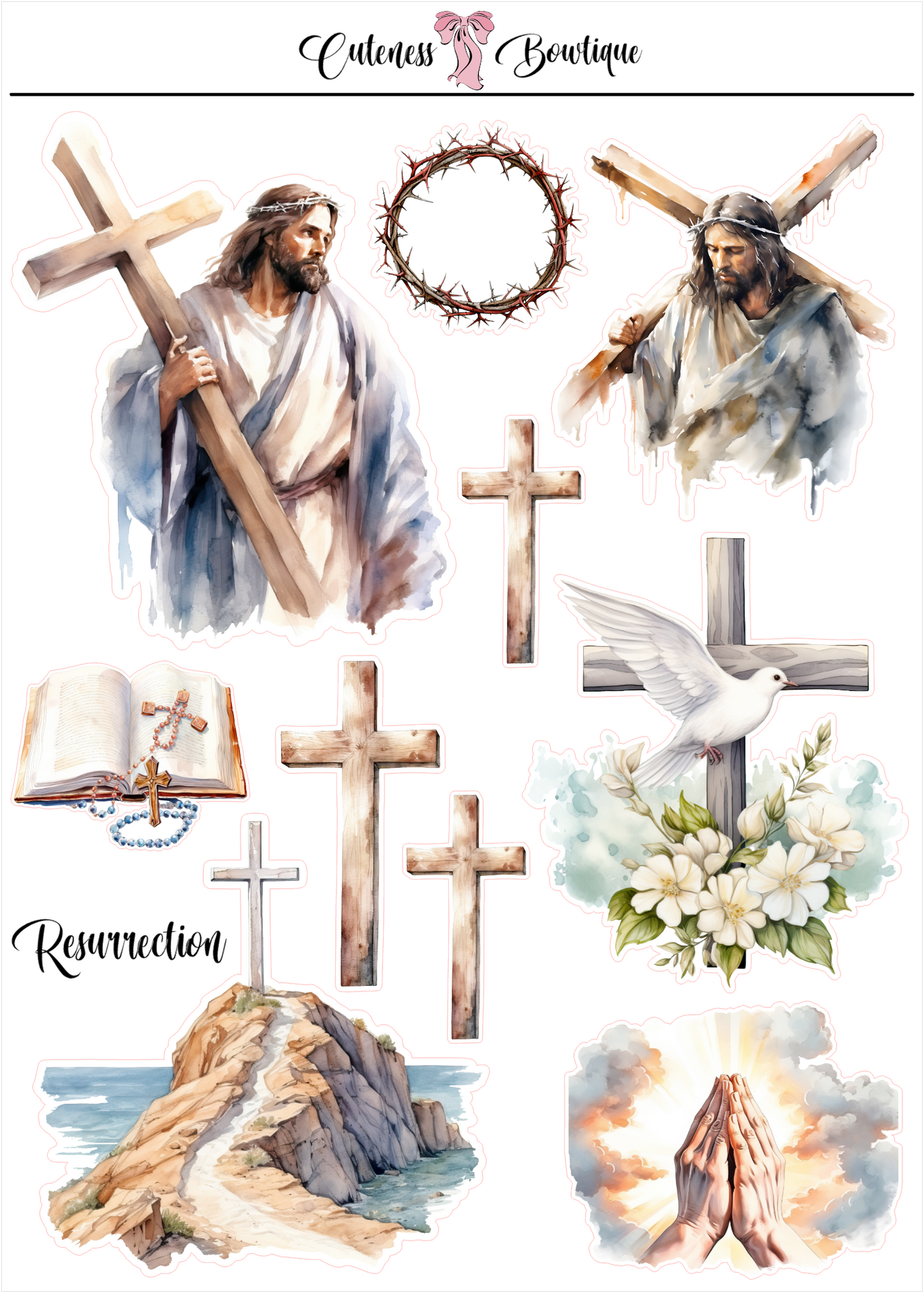 The WAR BINDER COLLECTION Sticker Sheet | Cuteness Planner Stickers for Agendas, Planners, Notebooks, Dividers | RESURRECTION