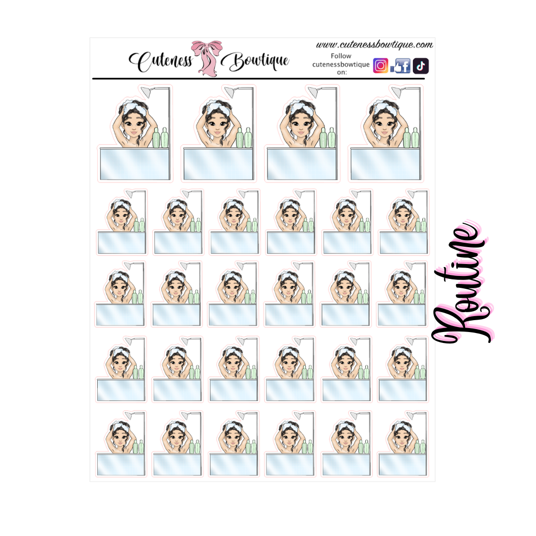 The Cutie Line Icon Sticker Sheet | Cuteness Planner Stickers for Agendas, Planners, Notebooks, Dividers | CUTIE PIE ROUTINE