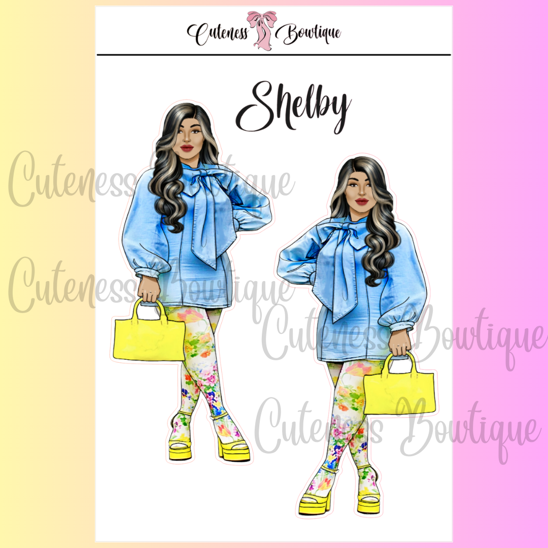 The CUSTOM Cuteness Doll Collection Sticker Sheet | Cuteness Planner Stickers for Agendas, Planners, Notebooks, Dividers | SHELBY