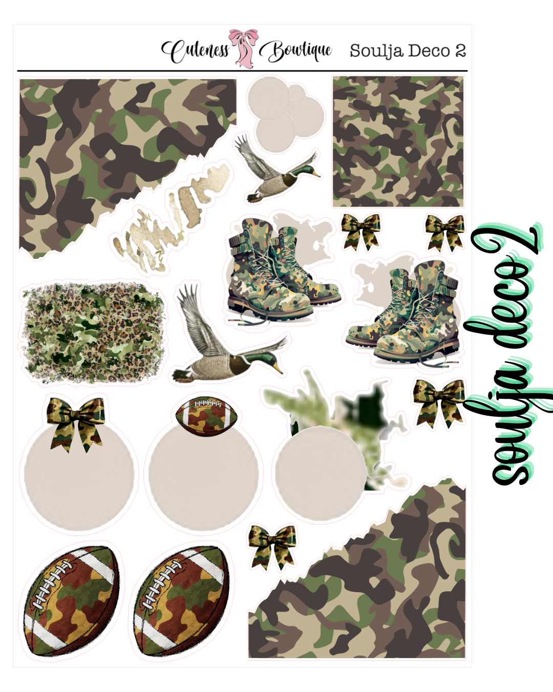 The Cuteness Journaling Sticker Sheet | Cuteness Planner Stickers for Agendas, Planners, Notebooks, Dividers | SOULJA DECO