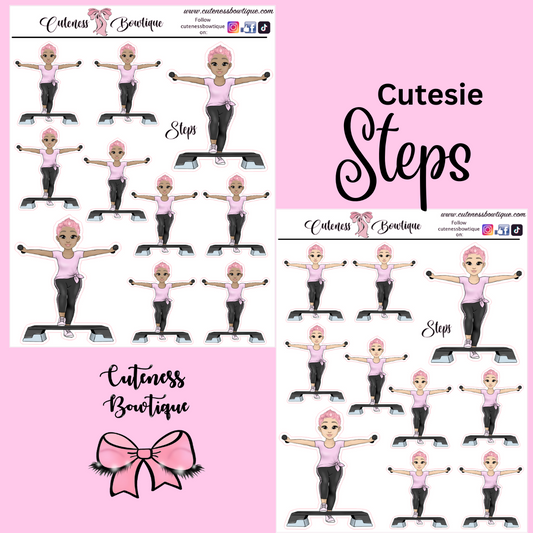The Cutie Line Icon Sticker Sheet | Cuteness Planner Stickers for Agendas, Planners, Notebooks, Dividers | CUTESIE STEPS