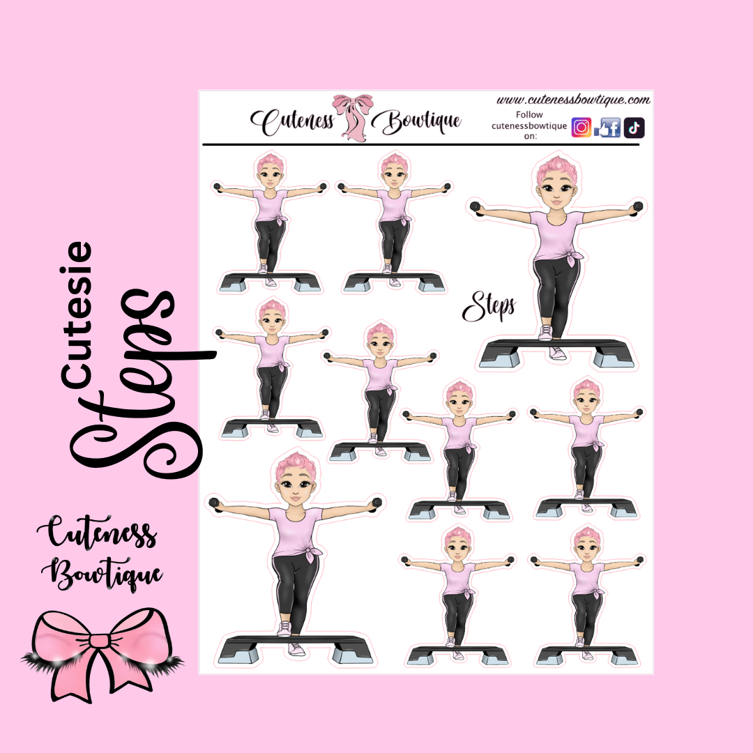 The Cutie Line Icon Sticker Sheet | Cuteness Planner Stickers for Agendas, Planners, Notebooks, Dividers | CUTESIE STEPS