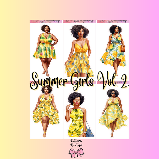 The Cuteness Doll Collection Sticker Sheet | Cuteness Planner Stickers for Agendas, Planners, Notebooks, Dividers | SUMMER GIRLS VOL. 2