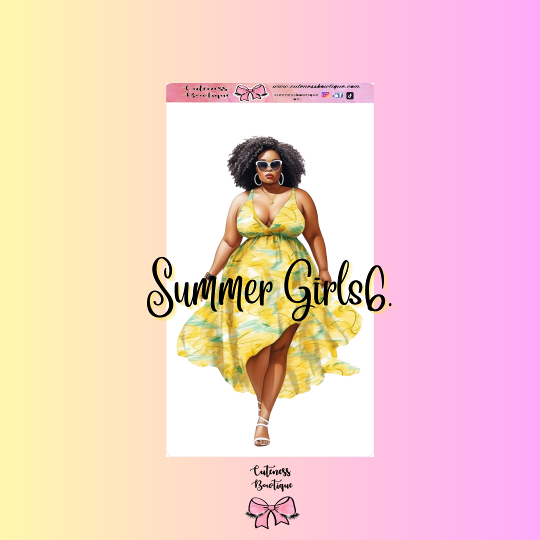 The Cuteness Doll Collection Sticker Sheet | Cuteness Planner Stickers for Agendas, Planners, Notebooks, Dividers | SUMMER GIRLS VOL. 2