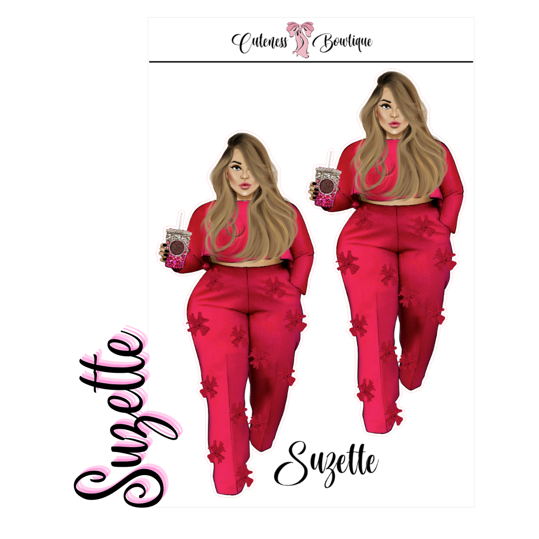 The CUSTOM Cuteness Doll Collection Sticker Sheet | Cuteness Planner Stickers for Agendas, Planners, Notebooks, Dividers | SUZETTE