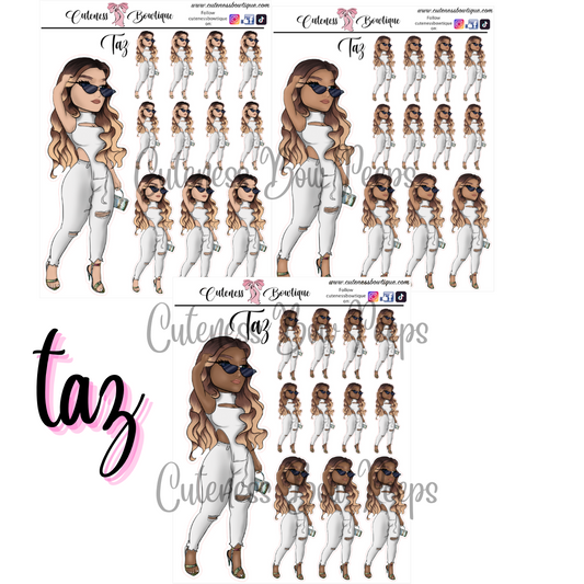 The Cuteness Bow peeps Mini Doll Collection Sticker Sheet | Cuteness Planner Stickers for Agendas, Planners, Notebooks, Dividers | TAZ