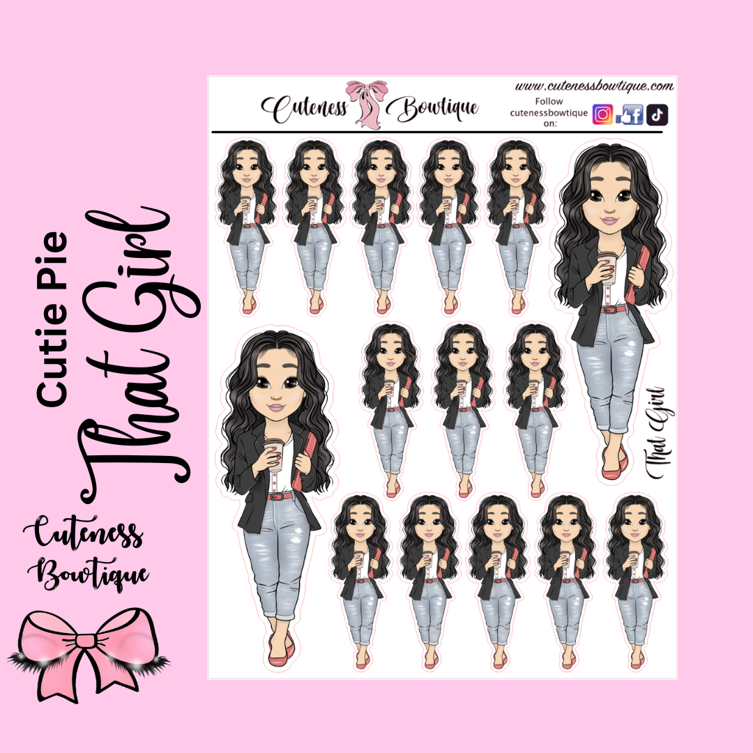 The Cutie Line Icon Sticker Sheet | Cuteness Planner Stickers for Agendas, Planners, Notebooks, Dividers | CUTIE PIE THAT GIRL