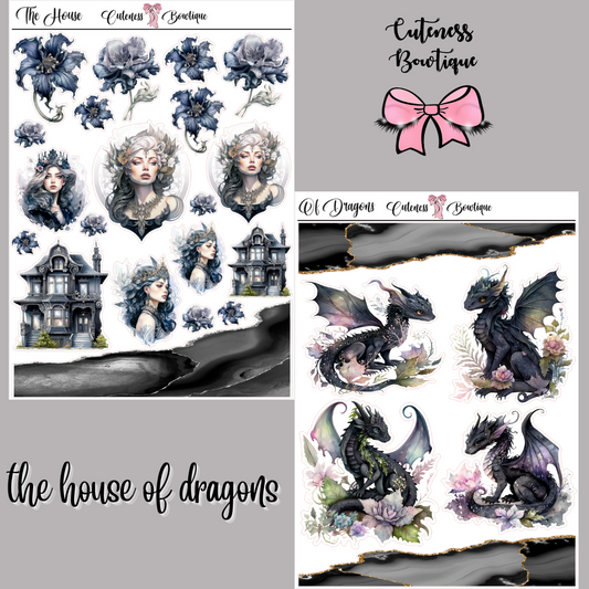 The Cuteness Journaling Sticker Sheet | Cuteness Planner Stickers for Agendas, Planners, Notebooks, Dividers | THE HOUSE OF DRAGONS