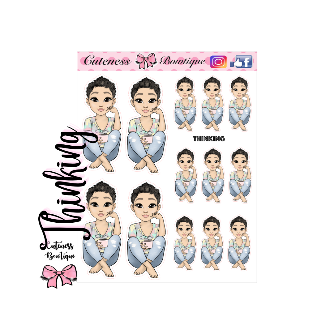 The Cutie Line Icon Sticker Sheet | Cuteness Planner Stickers for Agendas, Planners, Notebooks, Dividers | CUTESIE THINKING