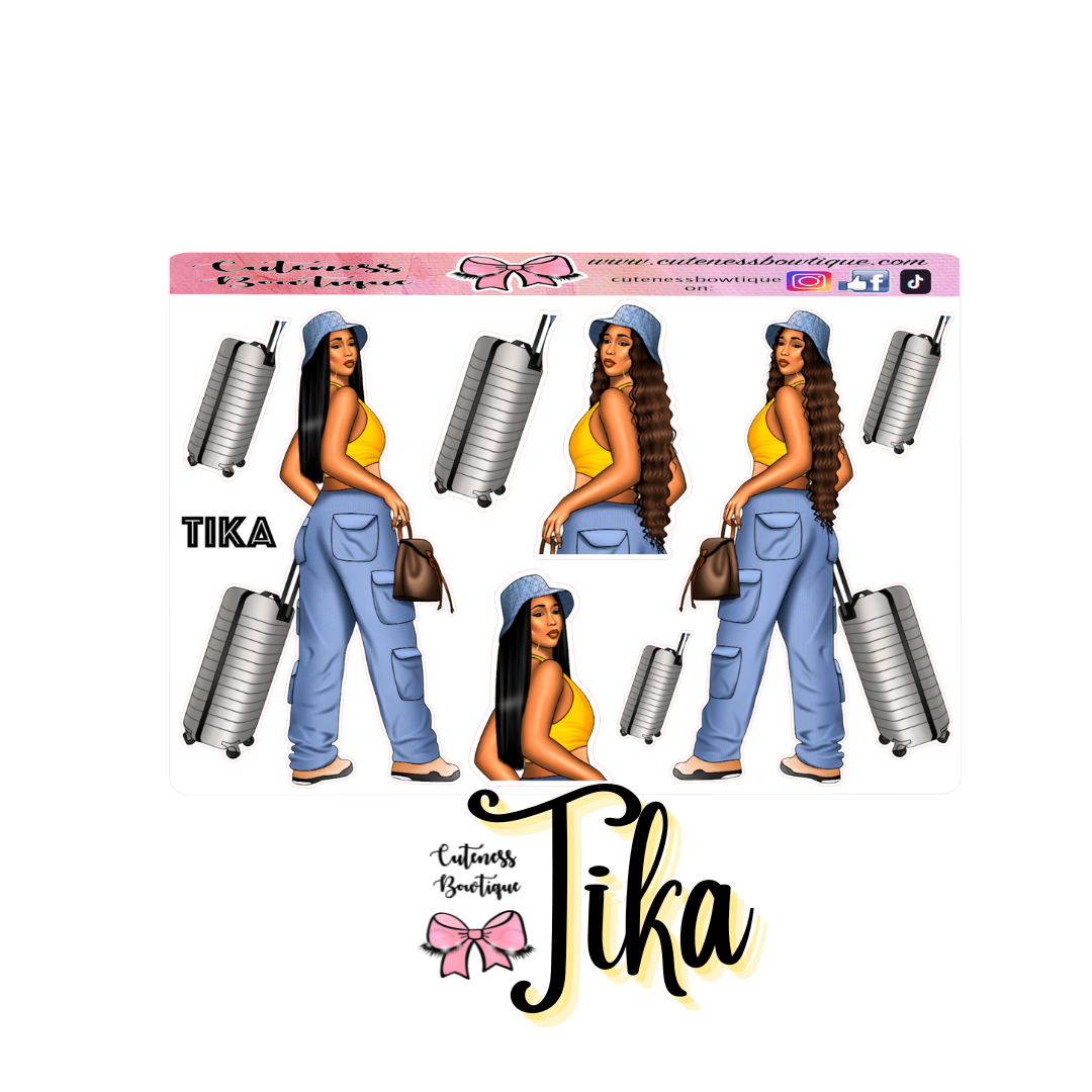 The Cuteness Doll Collection Sticker Sheet | Cuteness Planner Stickers for Agendas, Planners, Notebooks, Dividers | TIKA