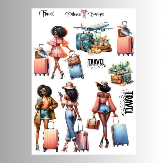 The Cuteness Journaling Sticker Sheet | Cuteness Planner Stickers for Agendas, Planners, Notebooks, Dividers | TRAVEL