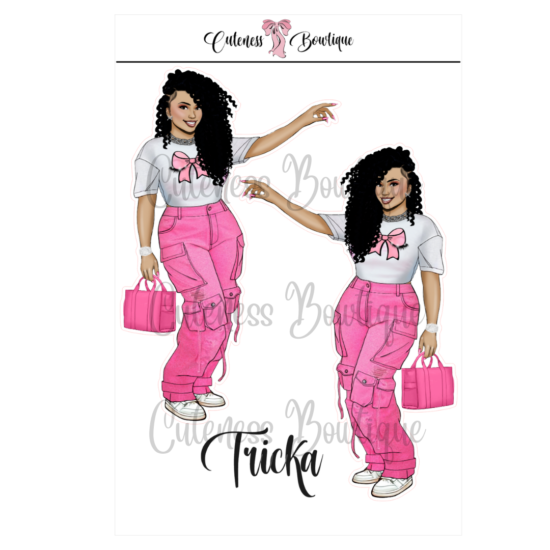 The CUSTOM Cuteness Doll Collection Sticker Sheet | Cuteness Planner Stickers for Agendas, Planners, Notebooks, Dividers | PINK FEST | TRICKA