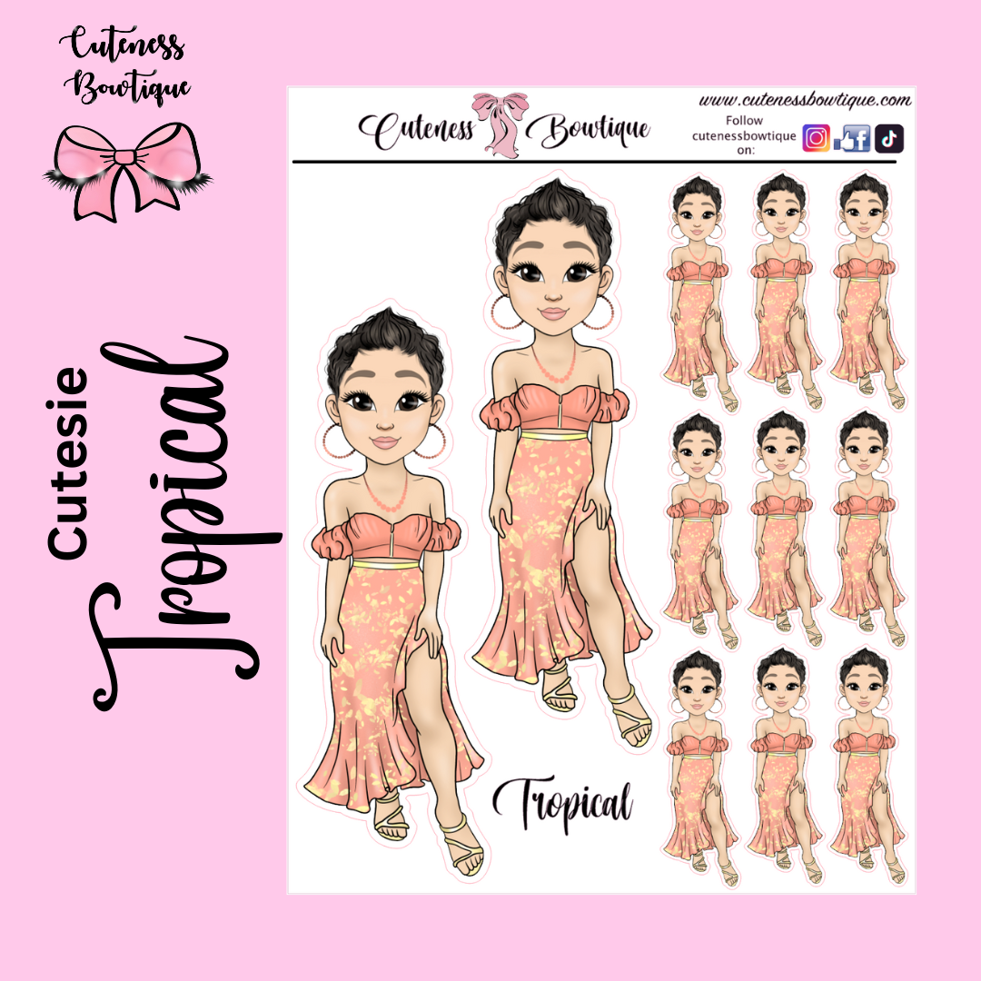 The Cutie Line Icon Sticker Sheet | Cuteness Planner Stickers for Agendas, Planners, Notebooks, Dividers | CUTESIE TROPICAL