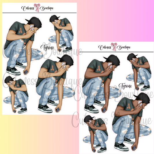 The CUSTOM Cuteness Doll Collection Sticker Sheet | Cuteness Planner Stickers for Agendas, Planners, Notebooks, Dividers | TYRONE