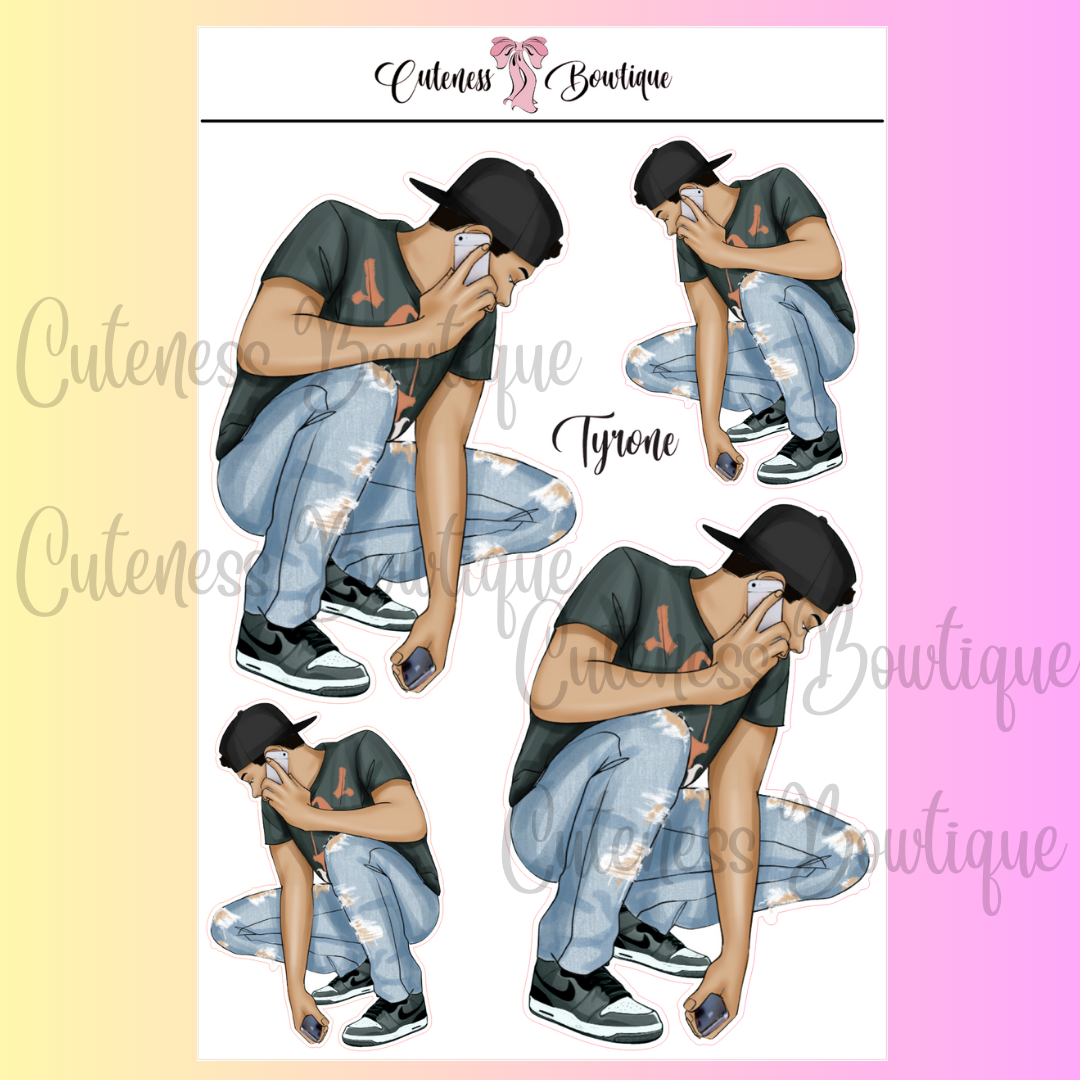 The CUSTOM Cuteness Doll Collection Sticker Sheet | Cuteness Planner Stickers for Agendas, Planners, Notebooks, Dividers | TYRONE