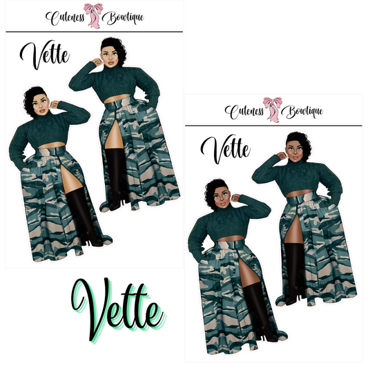 The CUSTOM Cuteness Doll Collection Sticker Sheet | Cuteness Planner Stickers for Agendas, Planners, Notebooks, Dividers | VETTE