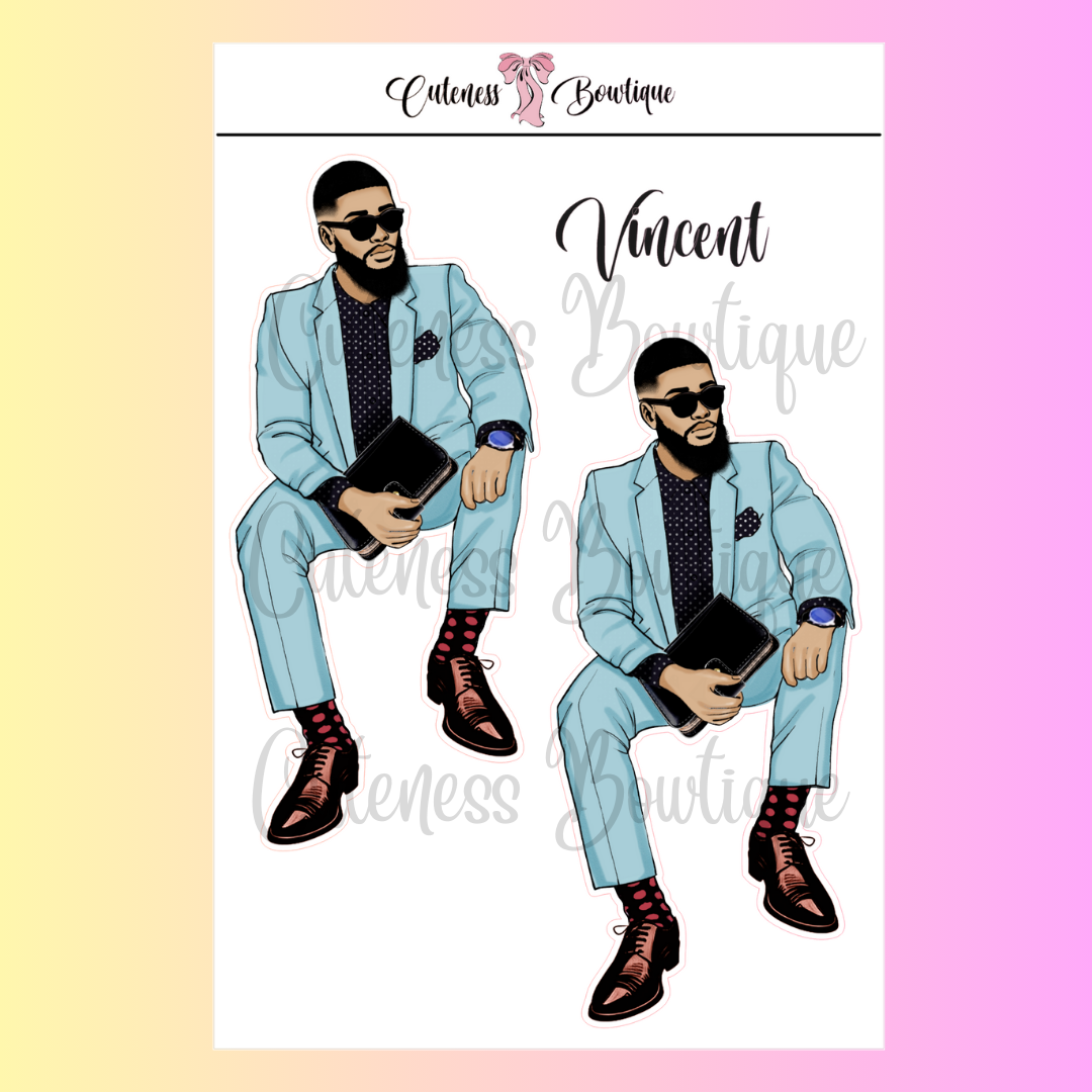 The Cuteness Squad Custom Sticker Sheet | Cuteness Planner Stickers for Agendas, Planners, Notebooks, Dividers | VINCENT