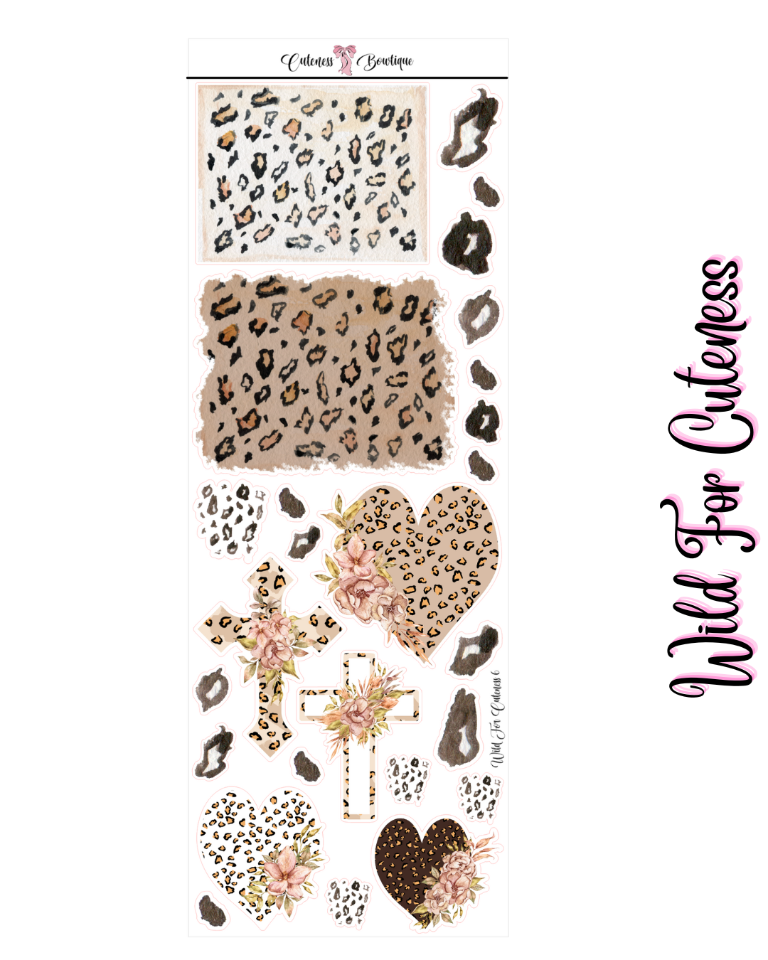 The Cuteness Journaling Sticker Sheet | Cuteness Planner Stickers for Agendas, Planners, Notebooks, Dividers | WILD FOR CUTENESS DECO