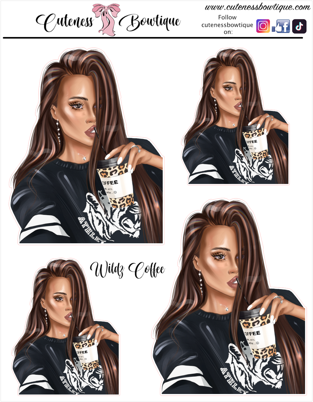 The Cuteness Doll Collection Sticker Sheet | Cuteness Planner Stickers for Agendas, Planners, Notebooks, Dividers | WILDZ COFFEE