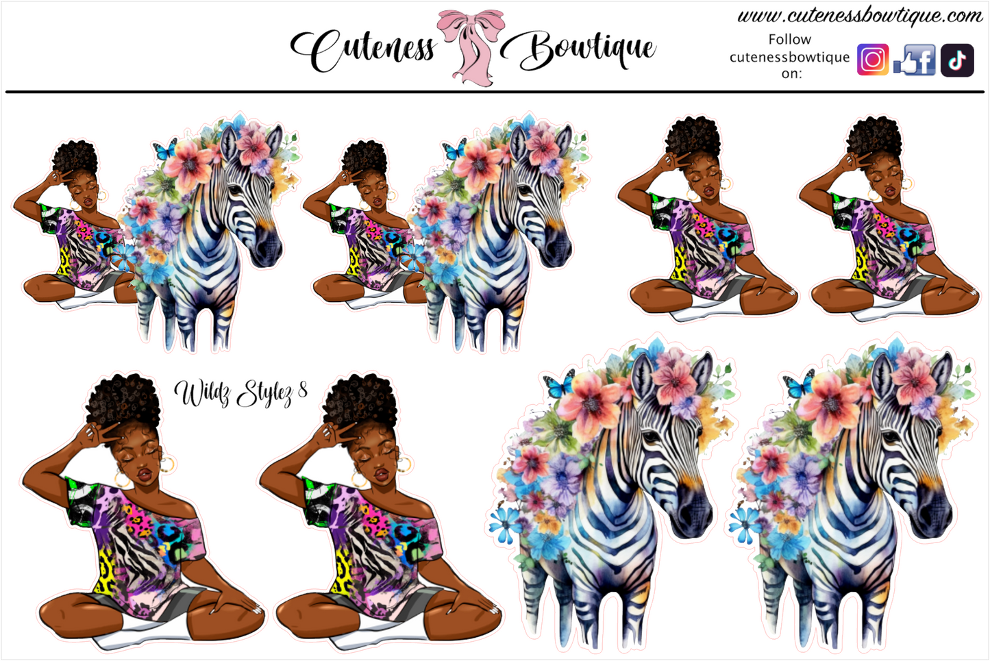 The Cuteness Doll Collection Sticker Sheet | Cuteness Planner Stickers for Agendas, Planners, Notebooks, Dividers | WILDZ STYLEZ VOL.2
