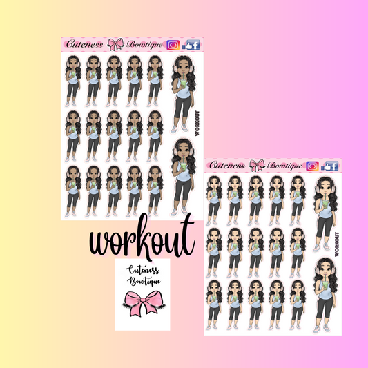 The Cutie Line Icon Sticker Sheet | Cuteness Planner Stickers for Agendas, Planners, Notebooks, Dividers | CUTIE PIE WORKOUT