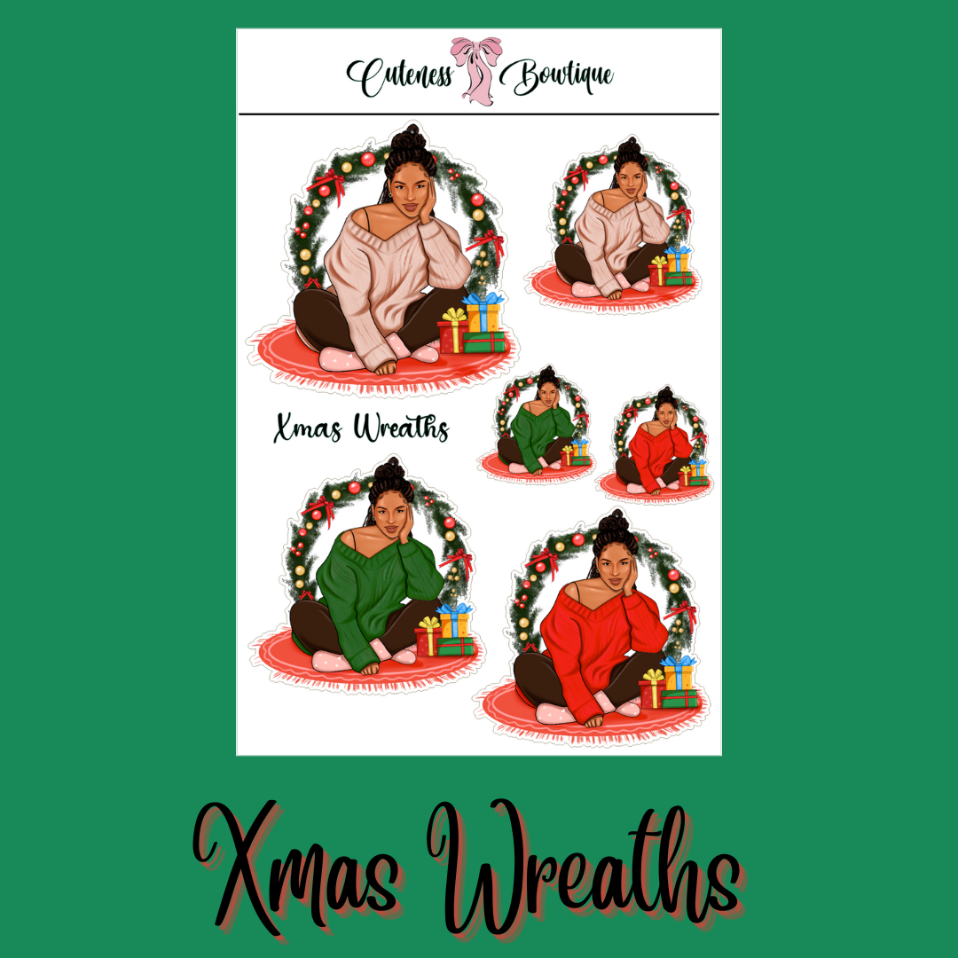 The Cuteness Doll Collection Sticker Sheet | Cuteness Planner Stickers for Agendas, Planners, Notebooks, Dividers | XMAS DOLLS