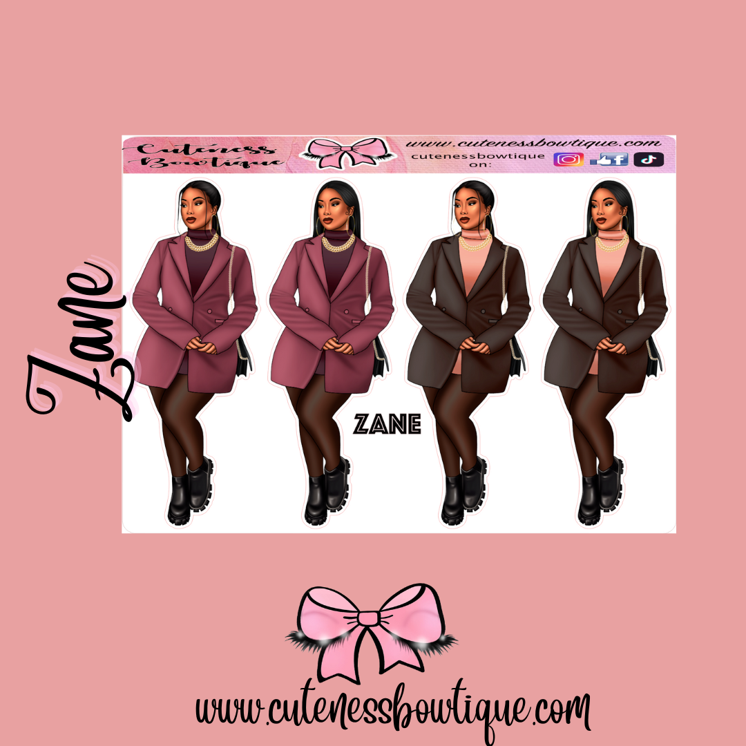 The Cuteness Doll Collection Sticker Sheet | Cuteness Planner Stickers for Agendas, Planners, Notebooks, Dividers | ZANE