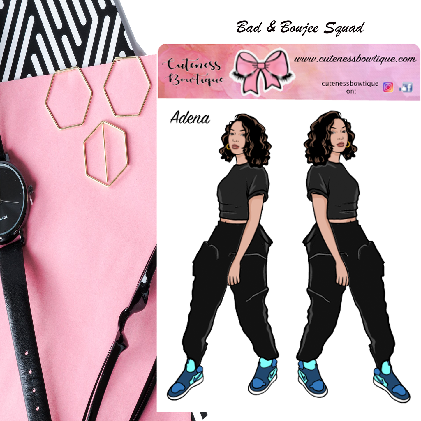 The BAD & BOUJEE  Sticker Sheet | Cuteness Planner Stickers for Agendas, Planners, Notebooks, Dividers | ADENA