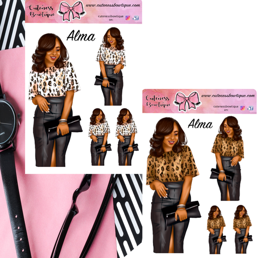 The Cuteness Doll Collection Sticker Sheet | Cuteness Planner Stickers for Agendas, Planners, Notebooks, Dividers | ALMA