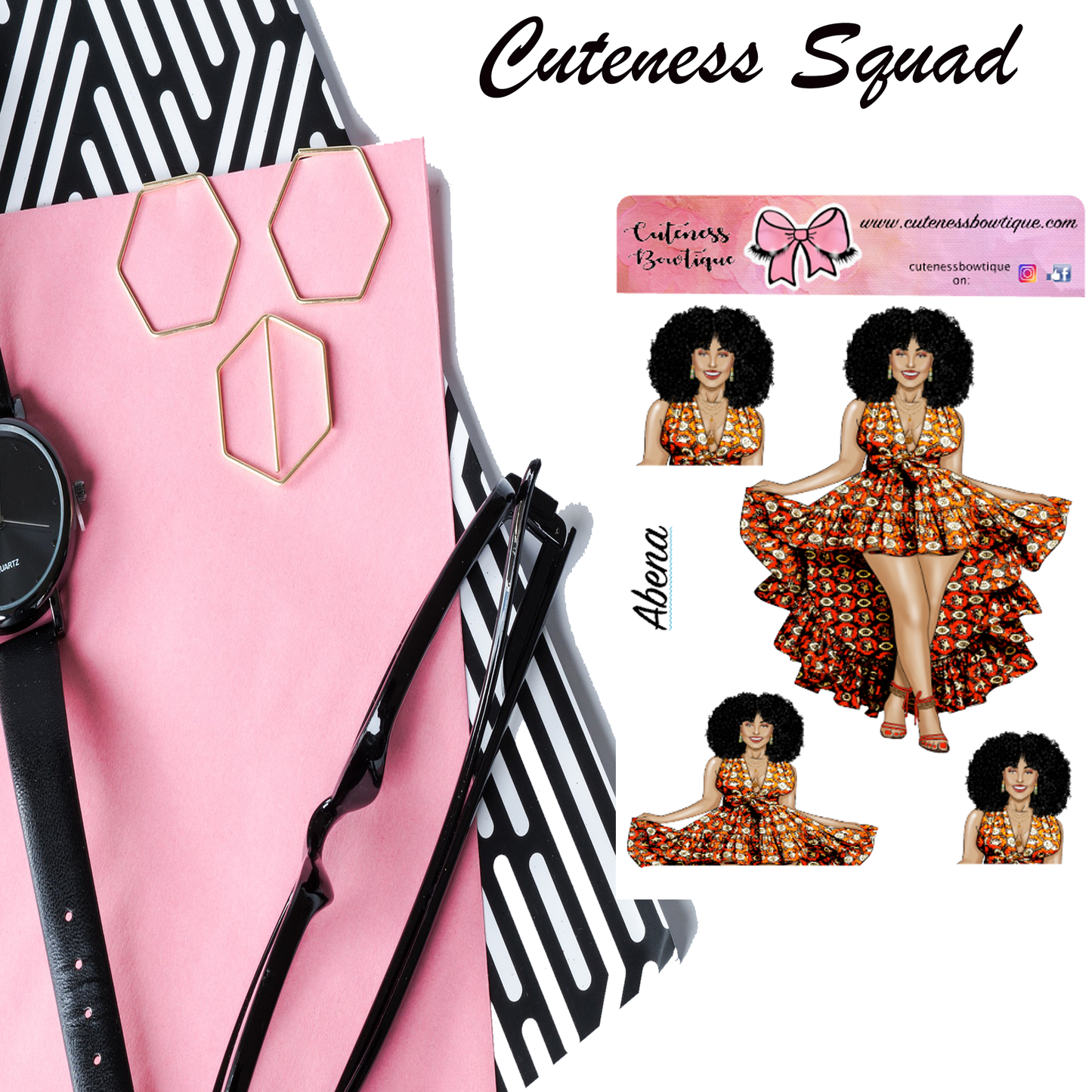 The Cuteness Squad Sticker Sheet | Cuteness Planner Stickers for Agendas, Planners, Notebooks, Dividers | ABENA