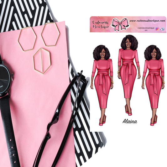 The Cuteness Doll Collection Sticker Sheet | Cuteness Planner Stickers for Agendas, Planners, Notebooks, Dividers | ALAINA HOT PINK