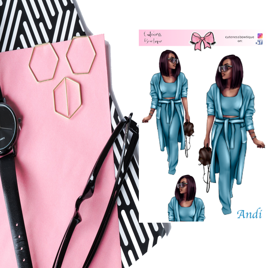 The Cuteness Doll Collection Sticker Sheet | Cuteness Planner Stickers for Agendas, Planners, Notebooks, Dividers | ANDI