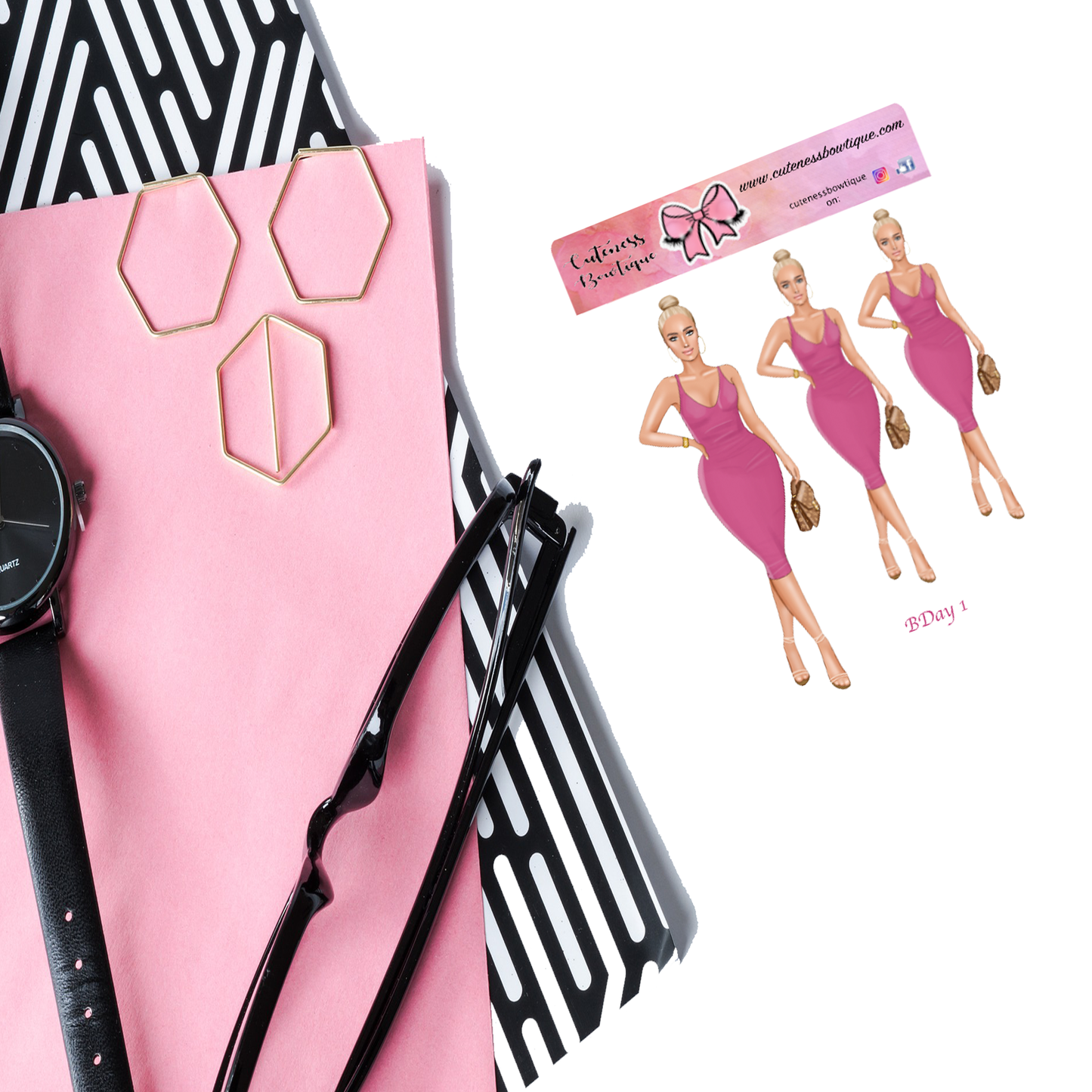 The Cuteness Doll Collection Sticker Sheet | Cuteness Planner Stickers for Agendas, Planners, Notebooks, Dividers | BDAY GIRLZ BUNDLE