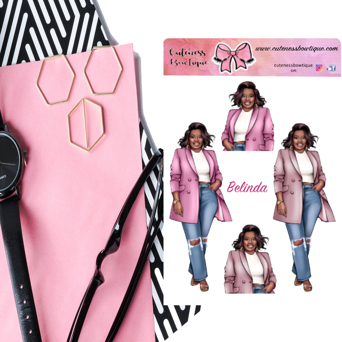 The Cuteness Doll Collection Sticker Sheet | Cuteness Planner Stickers for Agendas, Planners, Notebooks, Dividers | BELINDA