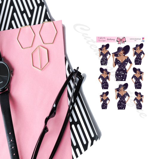 BETHANY |The Cuteness Doll Collection Sticker Sheet | Cuteness Planner Stickers for Agendas, Planners, Notebooks, Dividers