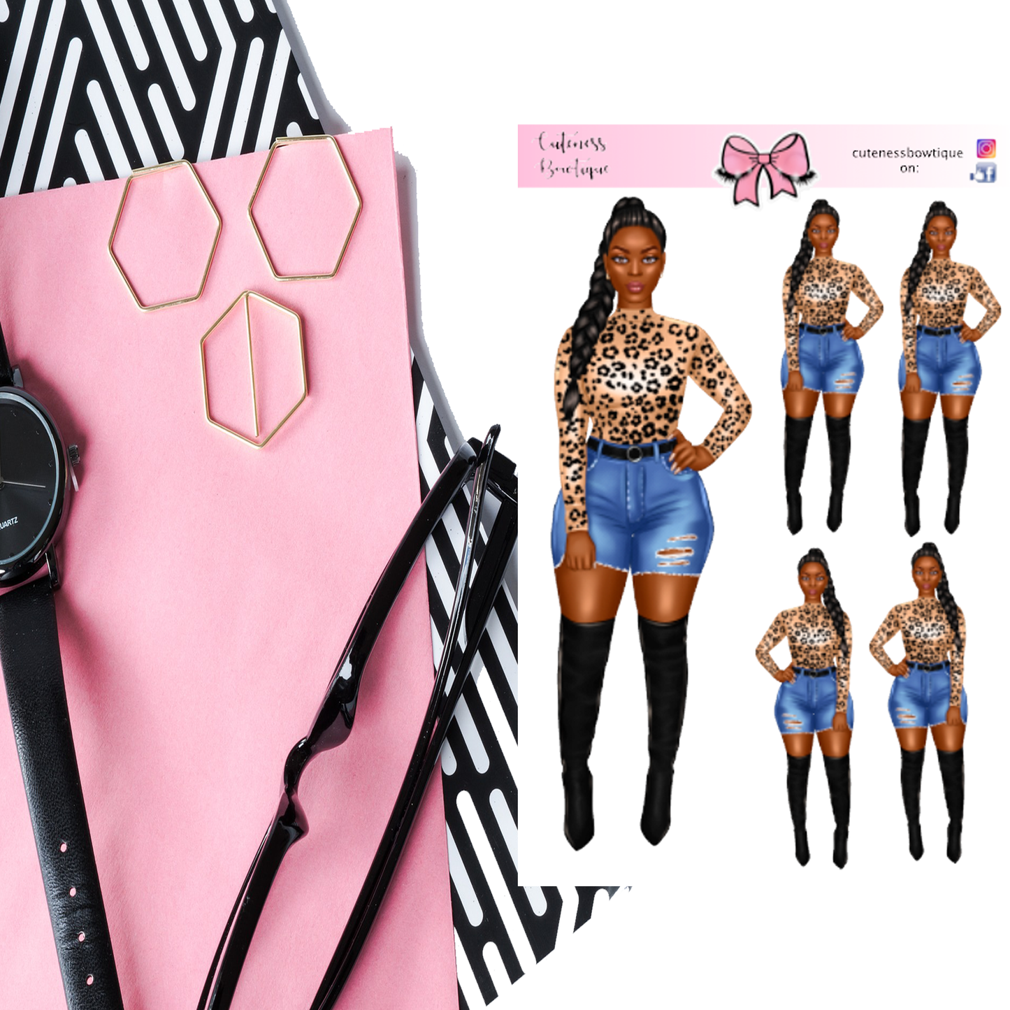 The Cuteness Doll Collection Sticker Sheet | Cuteness Planner Stickers for Agendas, Planners, Notebooks, Dividers | BIANCA