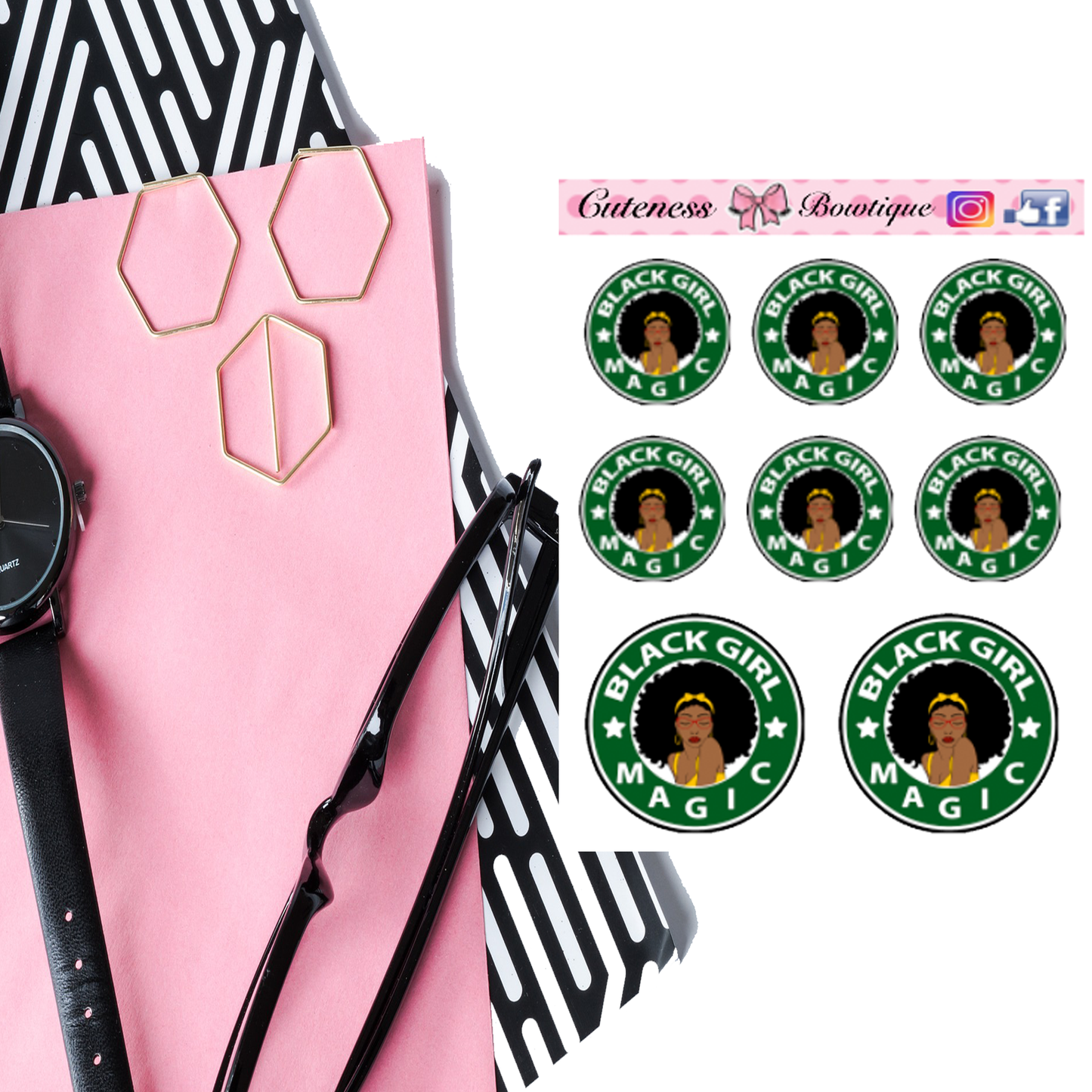 The Cuteness Doll Collection Sticker Sheet | Cuteness Planner Stickers for Agendas, Planners, Notebooks, Dividers | BLACK GIRL MAGIC