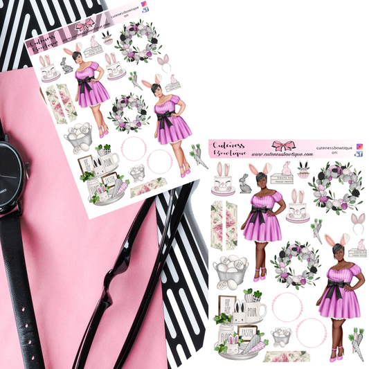 The Cuteness Journaling Sticker Sheet | Cuteness Planner Stickers for Agendas, Planners, Notebooks, Dividers | BUNNY BOO PINK