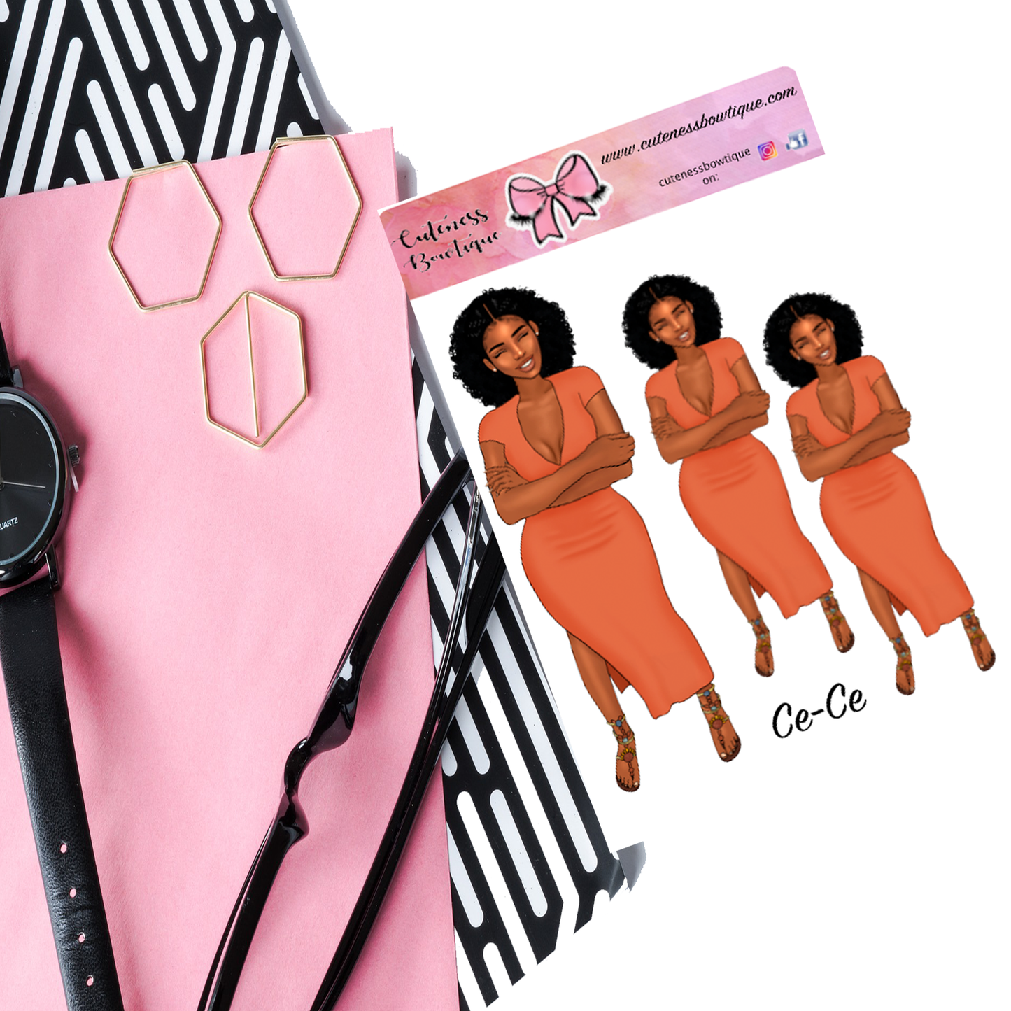 The Cuteness Doll Collection Sticker Sheet | Cuteness Planner Stickers for Agendas, Planners, Notebooks, Dividers | CE-CE