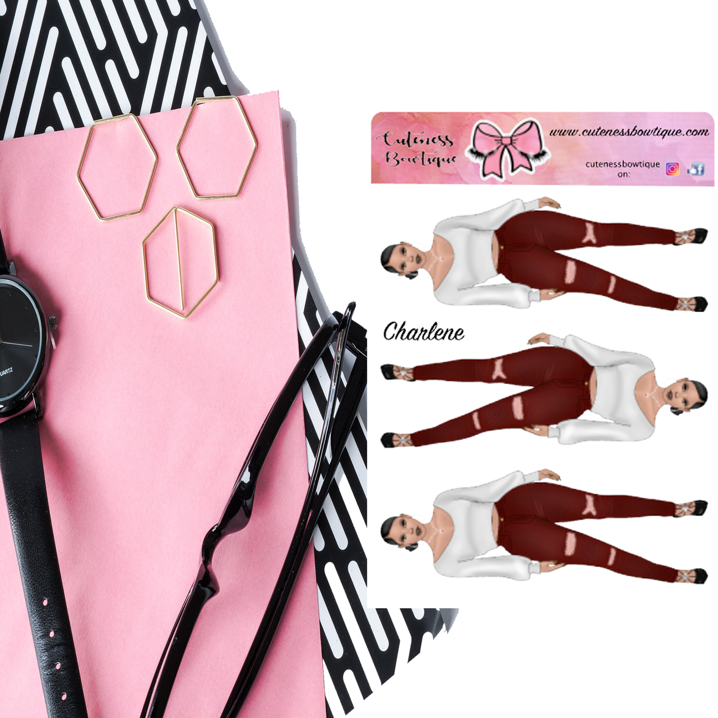 The Cuteness Doll Collection Sticker Sheet | Cuteness Planner Stickers for Agendas, Planners, Notebooks, Dividers | CHARLENE