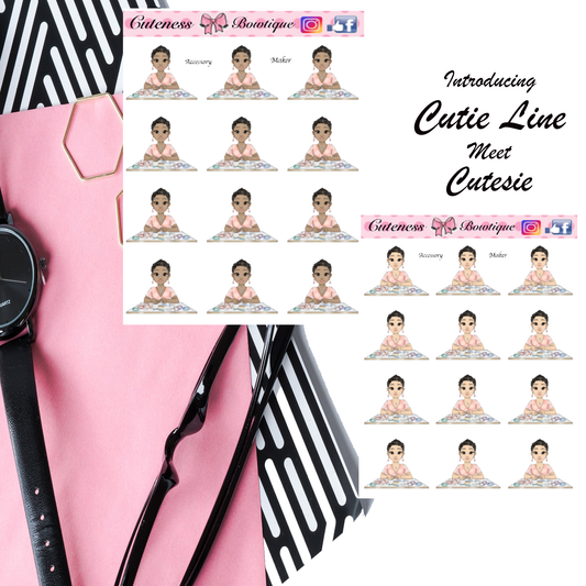 The Cutie Line Icon Sticker Sheet | Cuteness Planner Stickers for Agendas, Planners, Notebooks, Dividers | CUTESIE ACCESSORY MAKER
