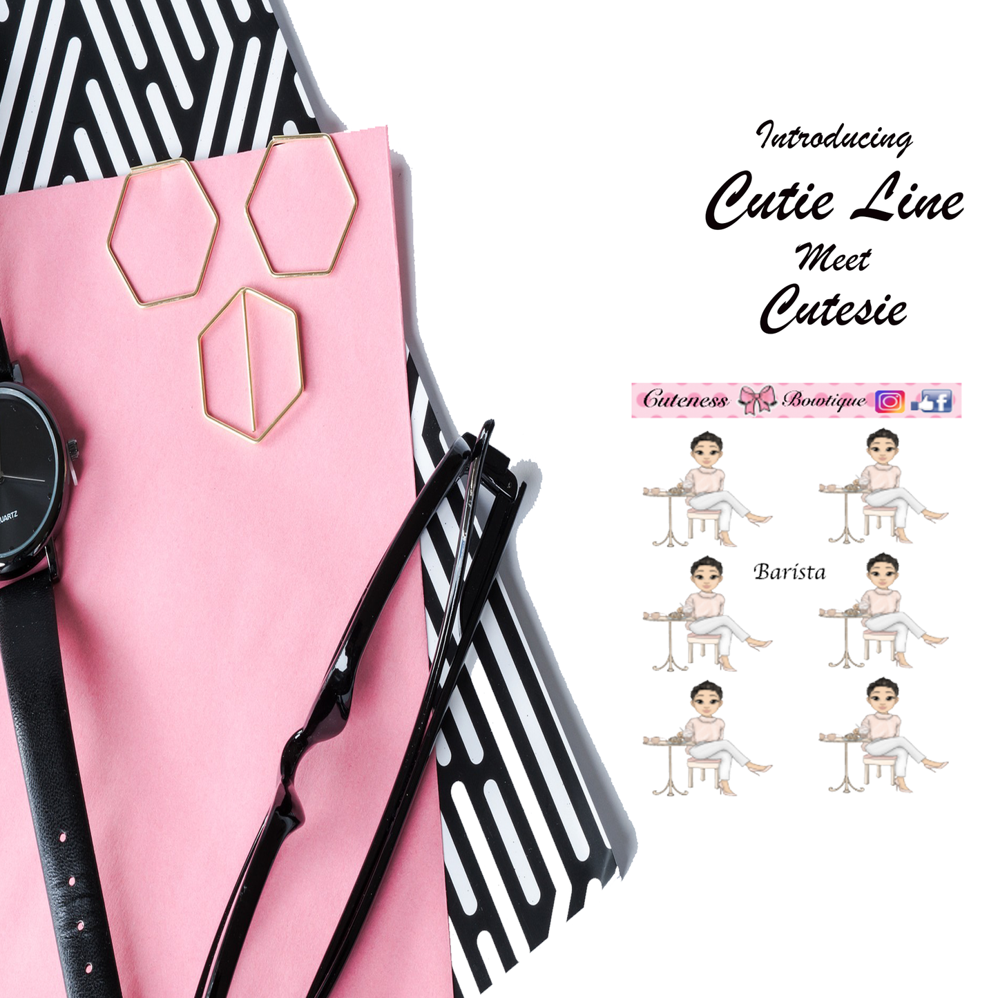 The Cutie Line Icon Sticker Sheet | Cuteness Planner Stickers for Agendas, Planners, Notebooks, Dividers | BARISTA