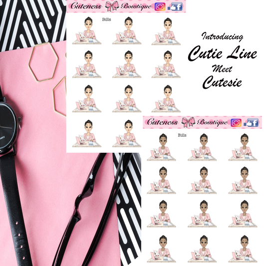 The Cutie Line Icons Sticker Sheet | Cuteness Planner Stickers for Agendas, Planners, Notebooks, Dividers | CUTESIE BILLS