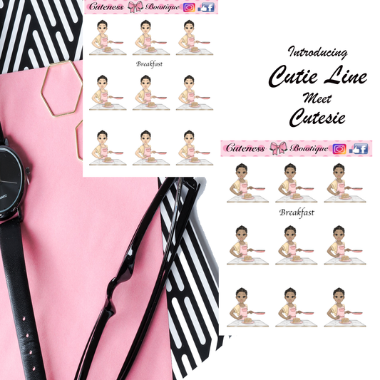 The Cutie Line Icon Sticker Sheet | Cuteness Planner Stickers for Agendas, Planners, Notebooks, Dividers | BREAKFAST
