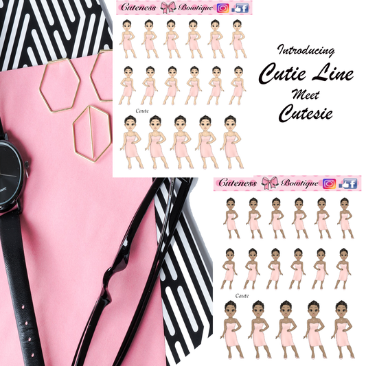 The Cutie Line Icon Sticker Sheet | Cuteness Planner Stickers for Agendas, Planners, Notebooks, Dividers | CUTESIE CAUTE