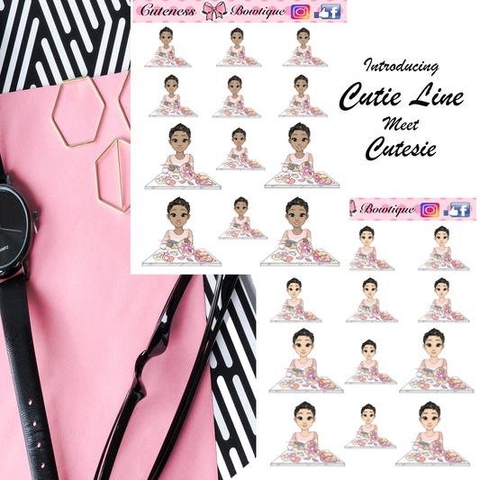 The Cutie Line Icon Sticker Sheet | Cuteness Planner Stickers for Agendas, Planners, Notebooks, Dividers | CUTESIE CRAFTS