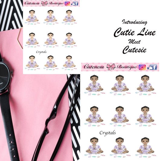 The Cutie Line Icon Sticker Sheet | Cuteness Planner Stickers for Agendas, Planners, Notebooks, Dividers | CRYSTALS