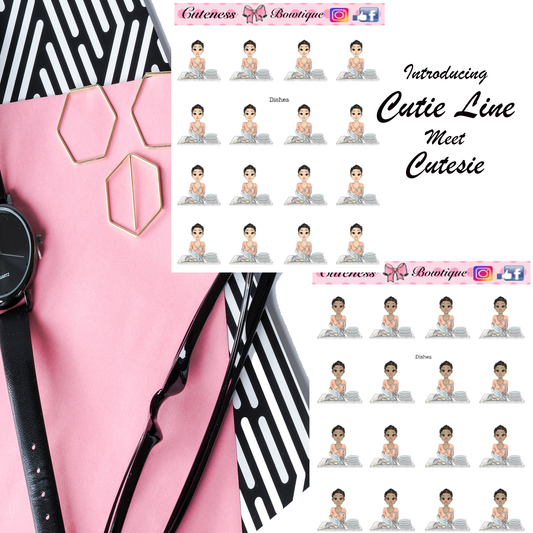 The Cutie Line Icon Sticker Sheet | Cuteness Planner Stickers for Agendas, Planners, Notebooks, Dividers | CUTESIE DISHES